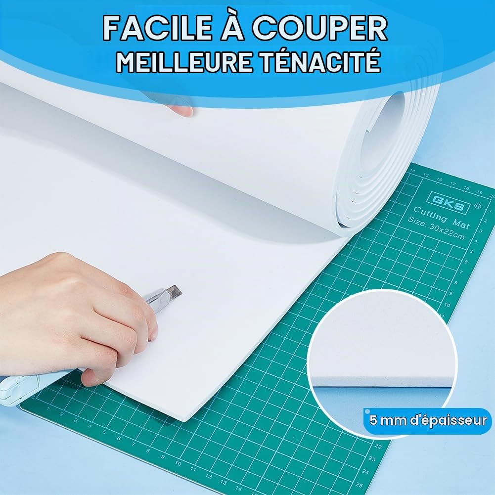 BENECREAT mousse EVA blanche 3m x 30cm 5mm cosplay