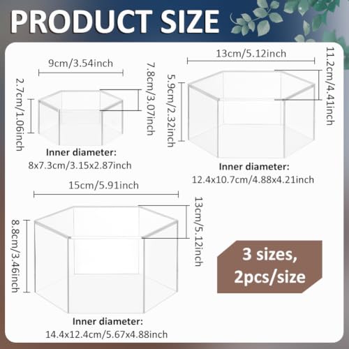 BENECREAT présentoirs bijoux hexagone acrylique 6 pièces