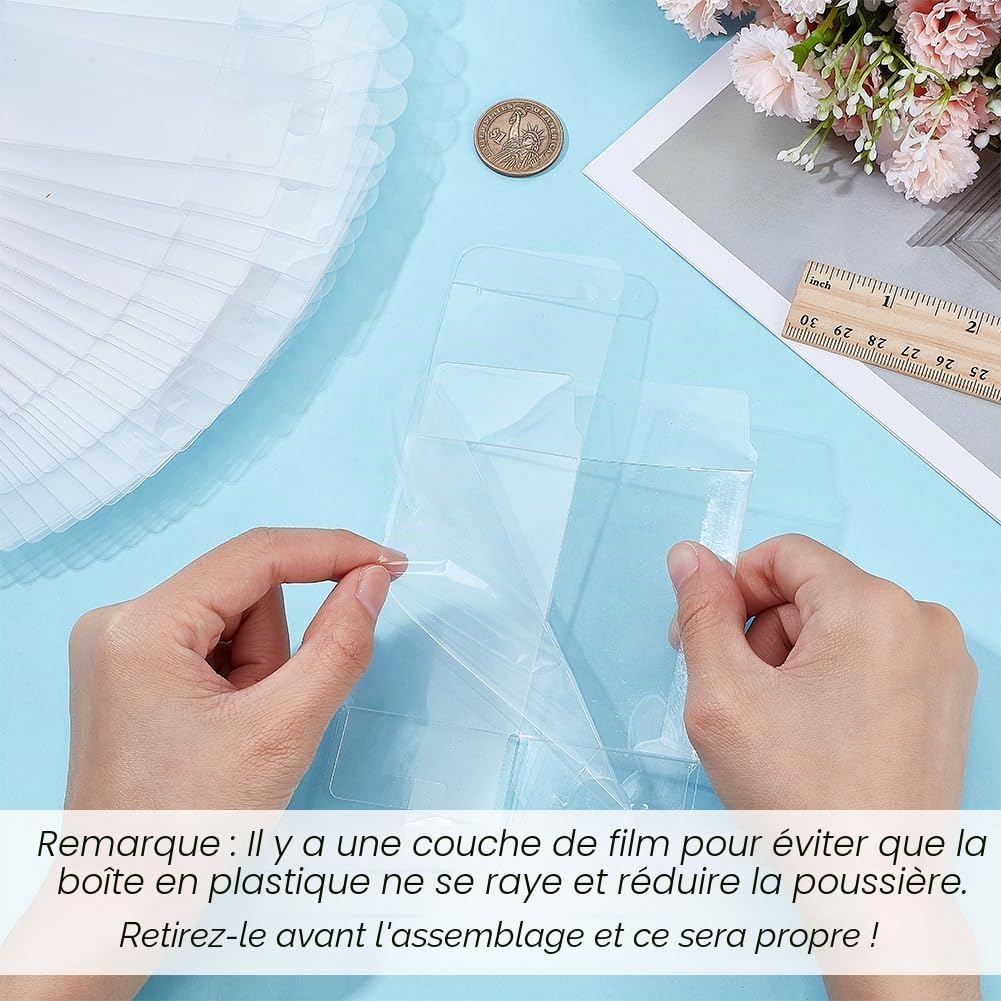 BENECREAT coffret cadeau boîte transparente 5x5x8 cm 20 pcs