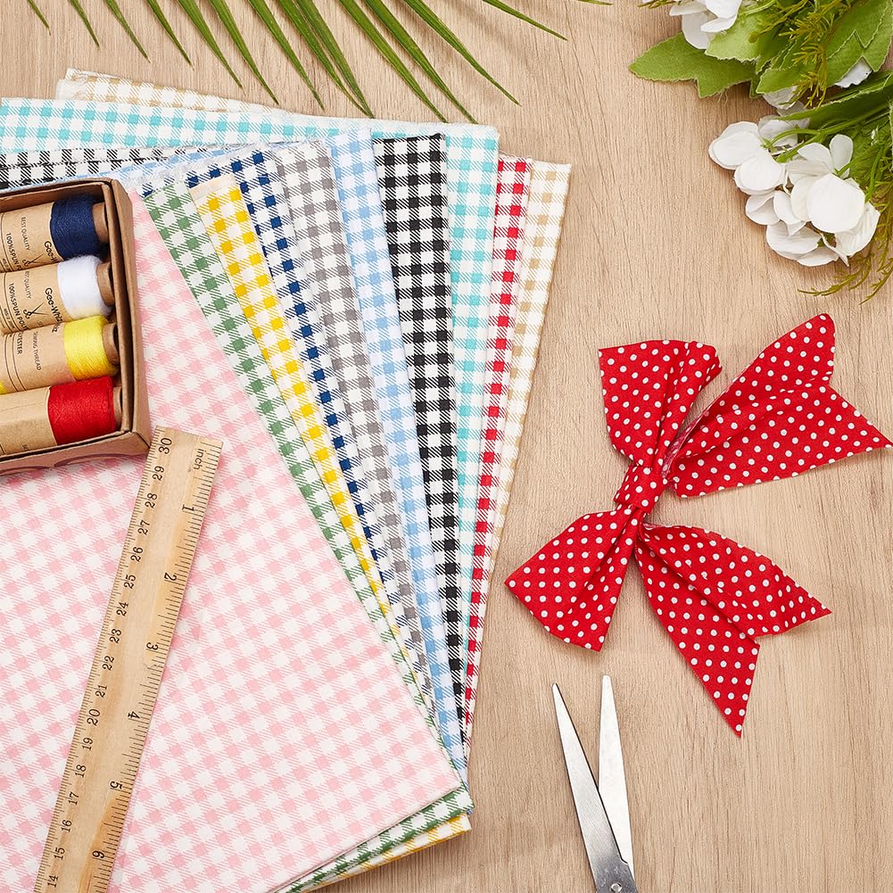 BENECREAT coupon tissu coton vichy tartan 80x50 cm lot de 10