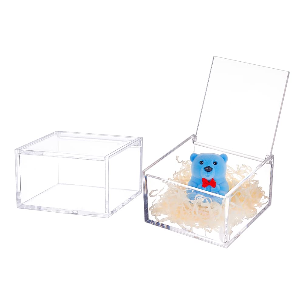 BENECREAT Boîte Acrylique Couvercle 8x8x6cm Lot de 2