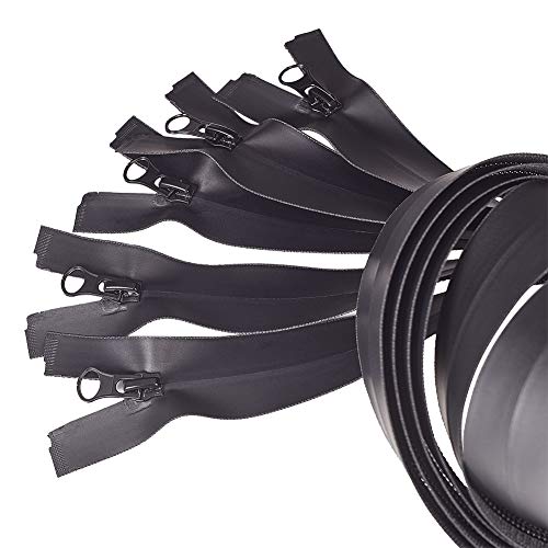 BENECREAT lot 5 fermetures éclair nylon noires imperméables 80 cm