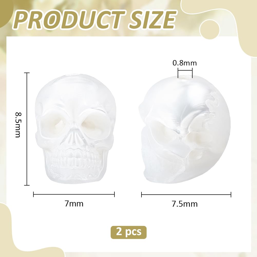 BENECREAT perles crâne nacre 8,5mm lot 2 blanches