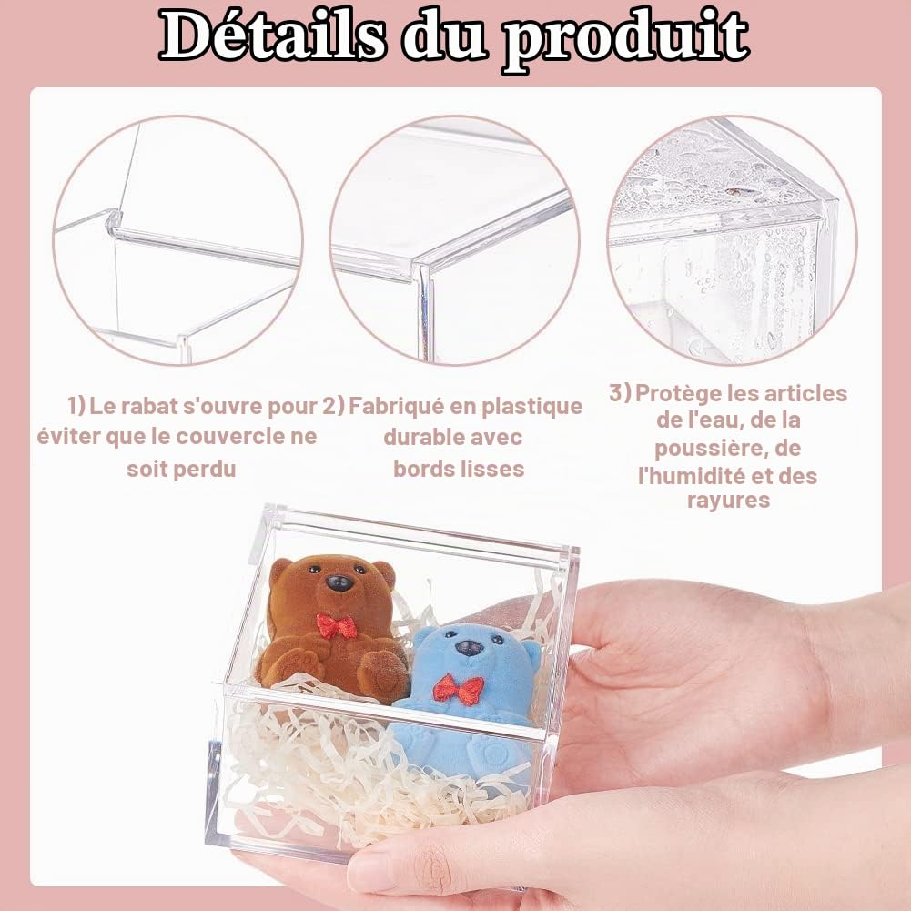 BENECREAT Boîte Acrylique Couvercle 8x8x6cm Lot de 2