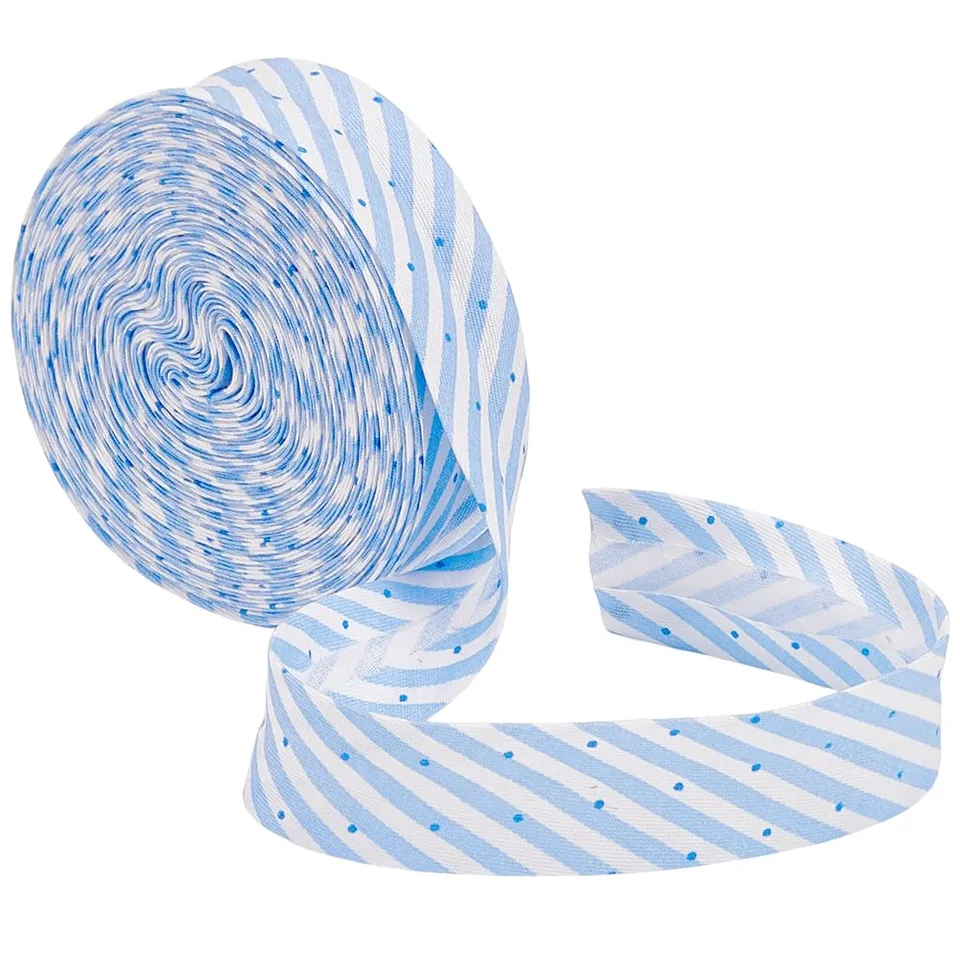 BENECREAT Ruban Biais 10m x 20mm Bleu Rayé Couture