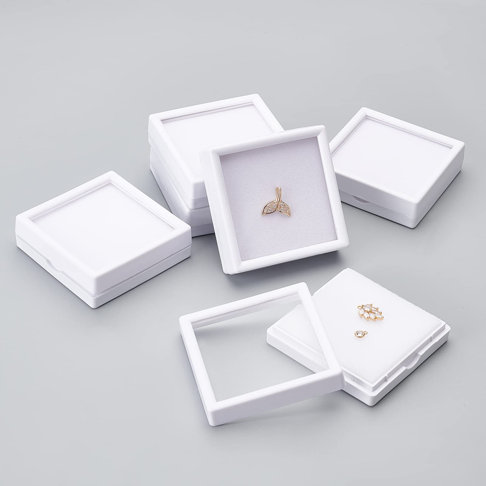 BENECREAT boîte bijoux blanc 7x7x2cm lot 6 éponge