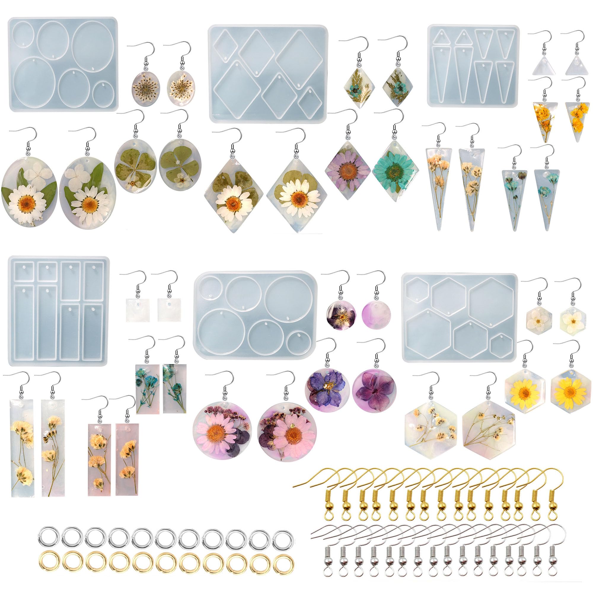 Cayway kit 7 moules résine barrettes silicone + 24 pinces