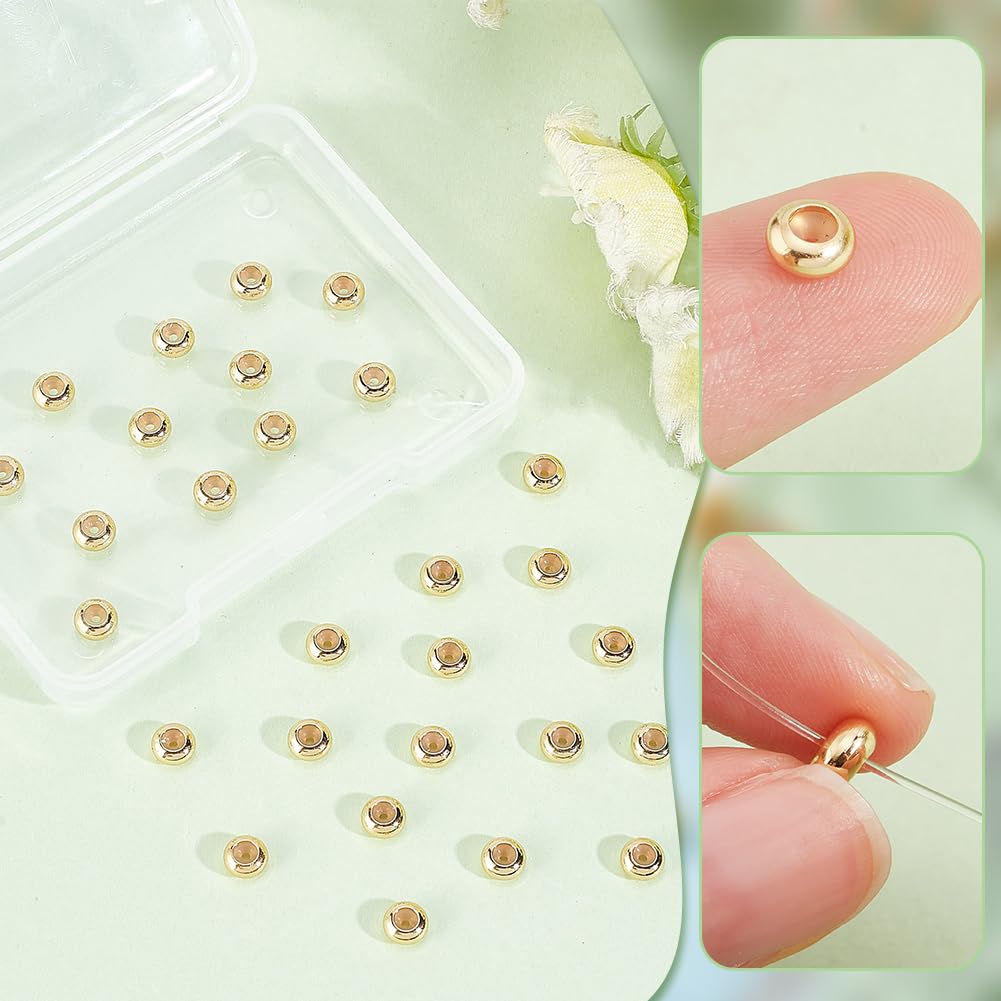 BENECREAT Perles Laiton Plaqué Or 18K 30 pcs perles rondelle stop