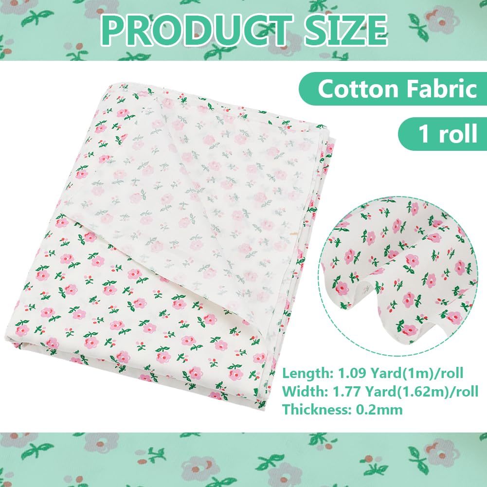 BENECREAT tissu coton fleuri rose rétro 1 x 1,62 m