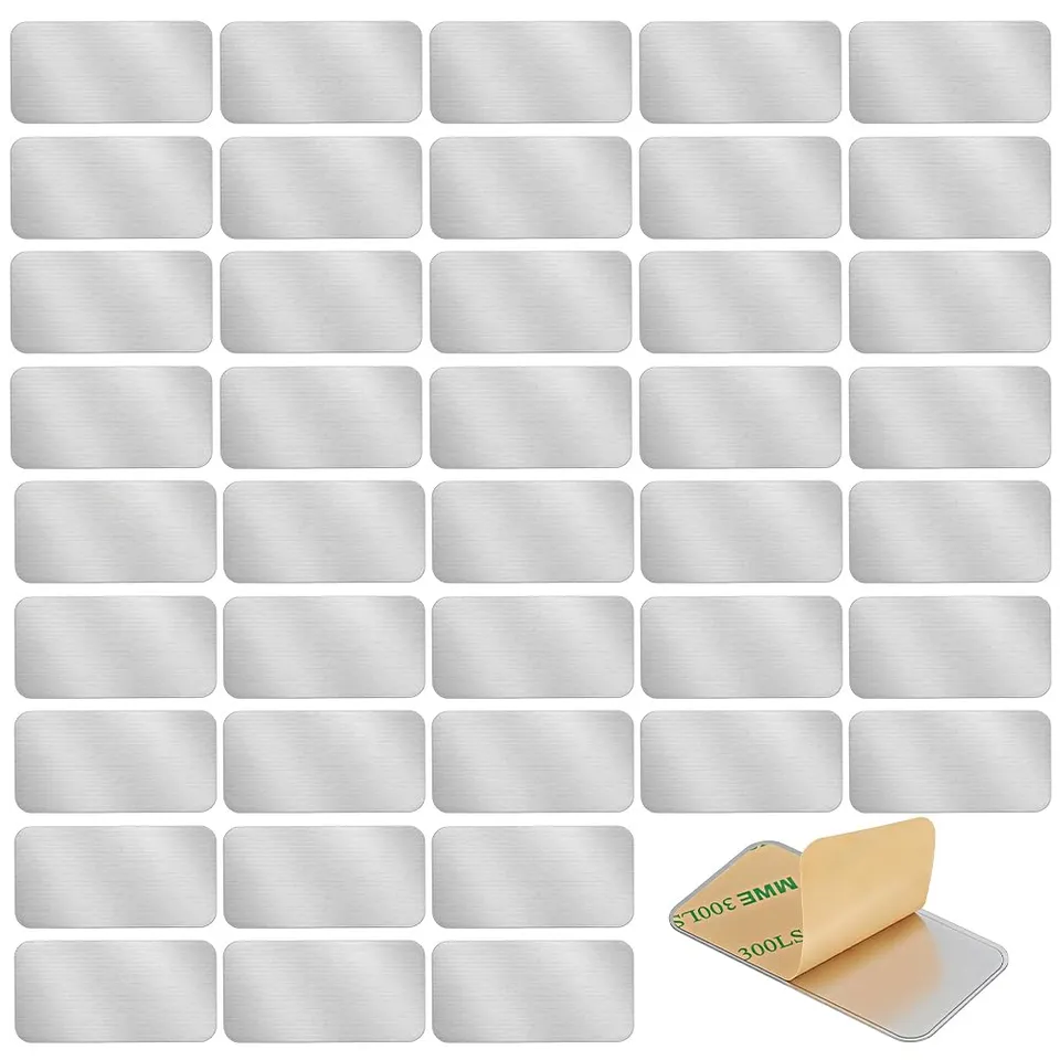 BENECREAT plaques métal adhésives 30x60 mm lot 70 inox