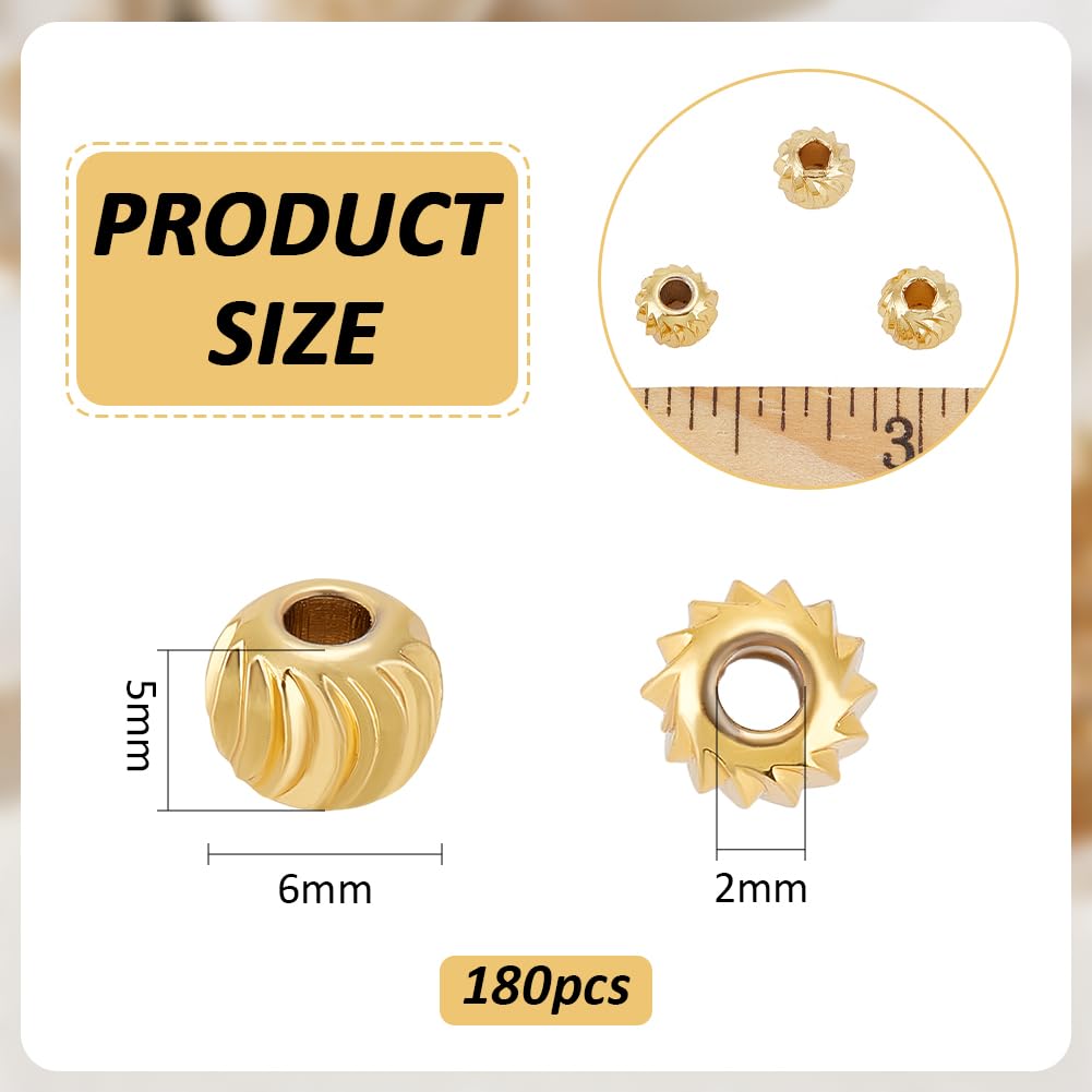 BENECREAT perles intercalaires dorées 6x5 mm x180