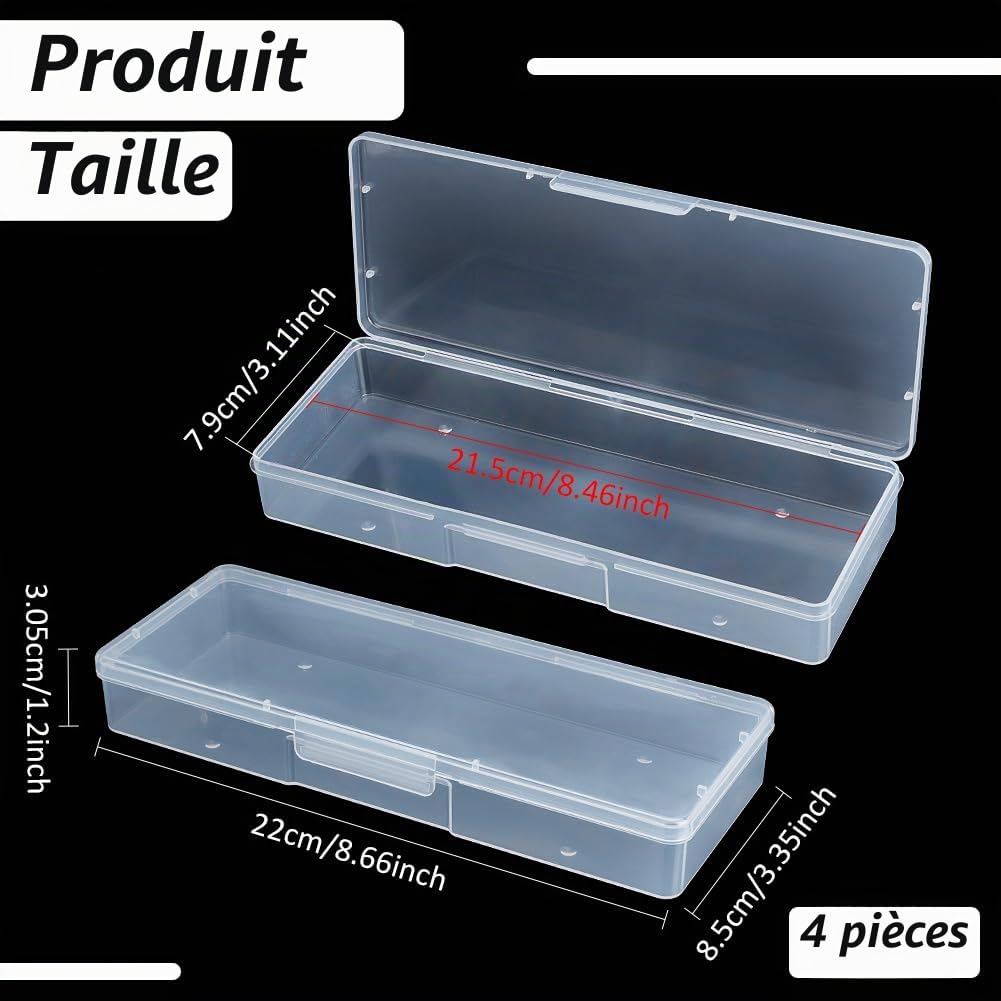 BENECREAT boîtes rangement plastique transparent 22 cm lot 4