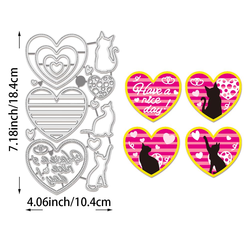 BENECREAT Cœur Chat matrice de découpe scrapbooking bordure 0,8 mm
