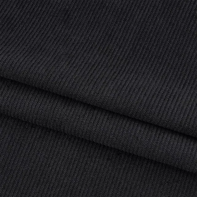 BENECREAT Tissu Velours Côtelé Noir 1x1.5m 11 Raies