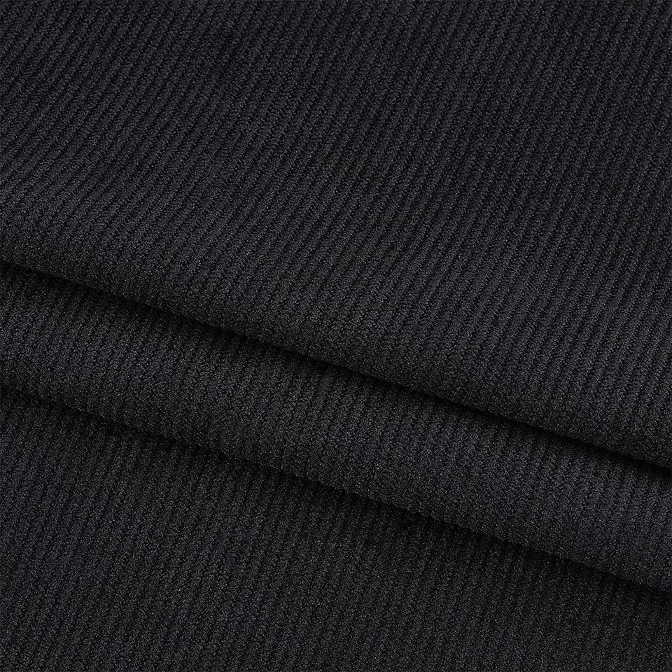 BENECREAT Tissu Velours Côtelé Noir 1x1.5m 11 Raies