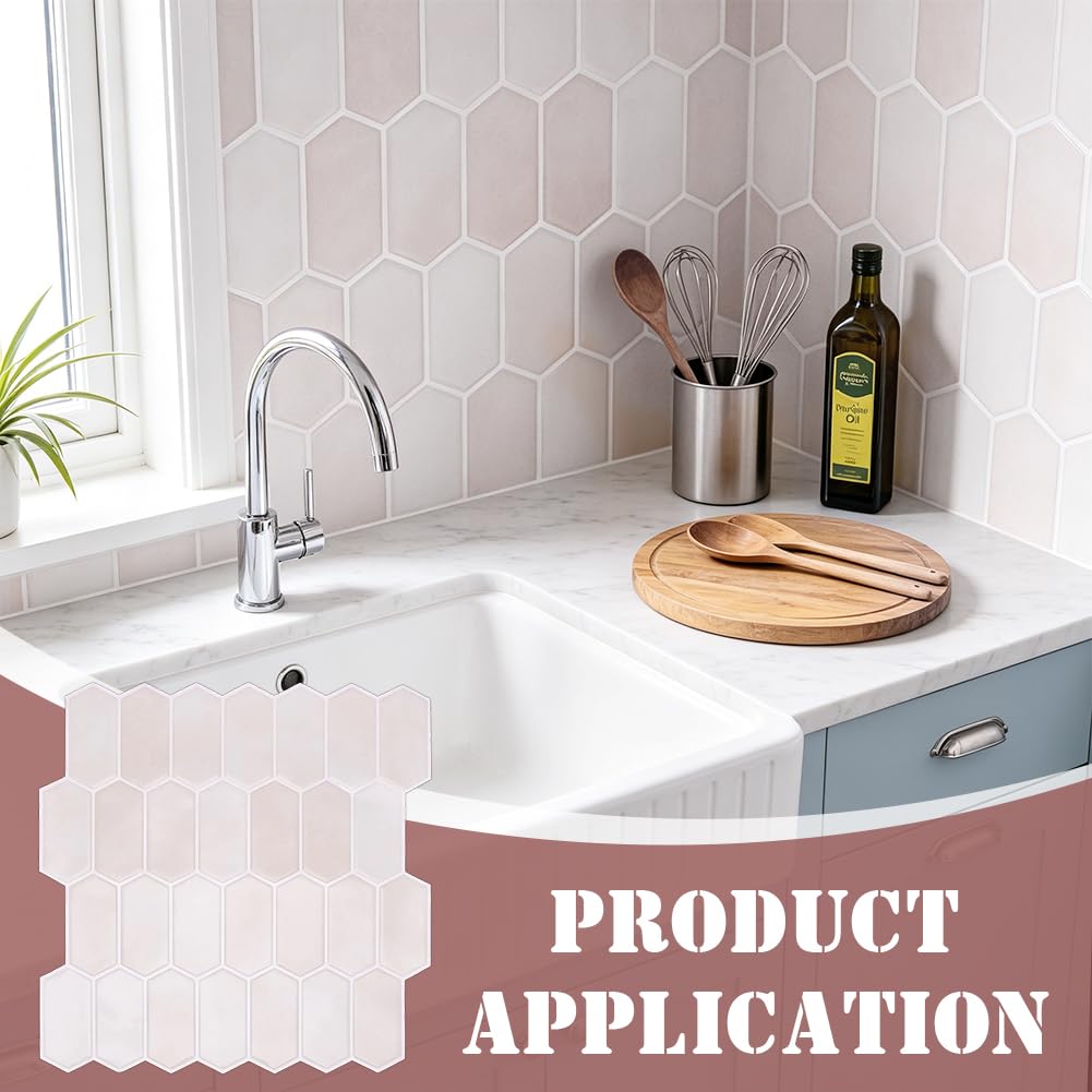 BENECREAT carrelage adhésif hexagonal brun rosé 30x30 cm lot de 2