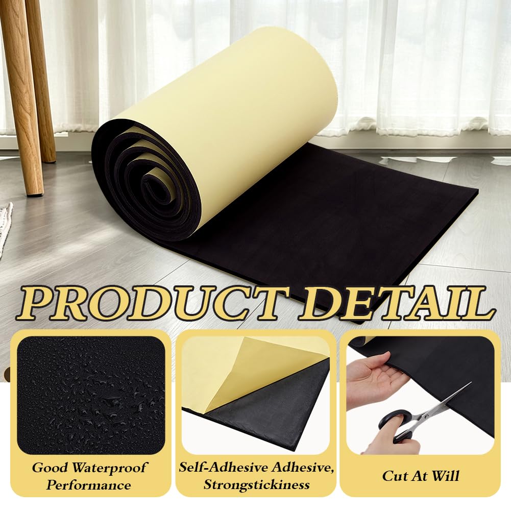 BENECREAT Rouleau Mousse EVA Adhésive Noire 2m 7mm