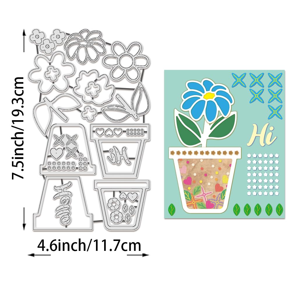 BENECREAT Dies Découpe Plantes en Pot Feuilles Fleurs Scrapbooking