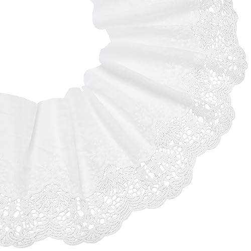 BENECREAT Ruban Dentelle Coton Blanc 20 cm x 3 m Œillet