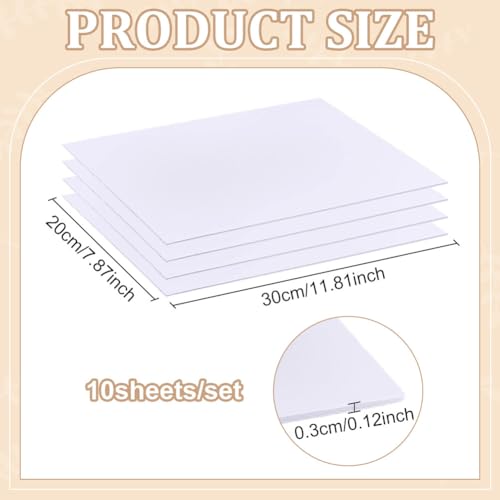 BENECREAT Feuilles Mousse PVC Blanche 40x30cm 3mm Lot 10
