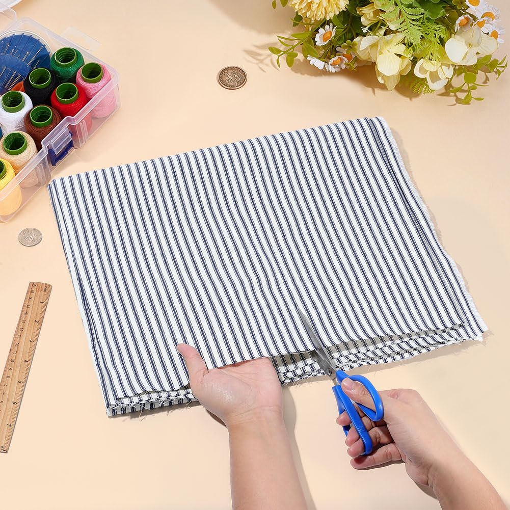 BENECREAT tissu rayures tissu polycoton bleu foncé 1,8 m