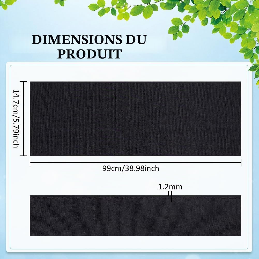 BENECREAT Tissu Côtelé Noir Tubulaire 99x14,7cm Coton