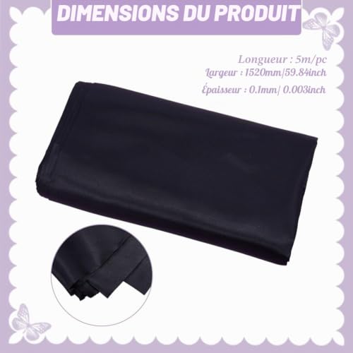 BENECREAT Satin Brillant Tissu Noir 5m x 152cm