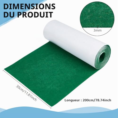 BENECREAT rouleau feutre tissu feutre vert 2 m x 30 cm