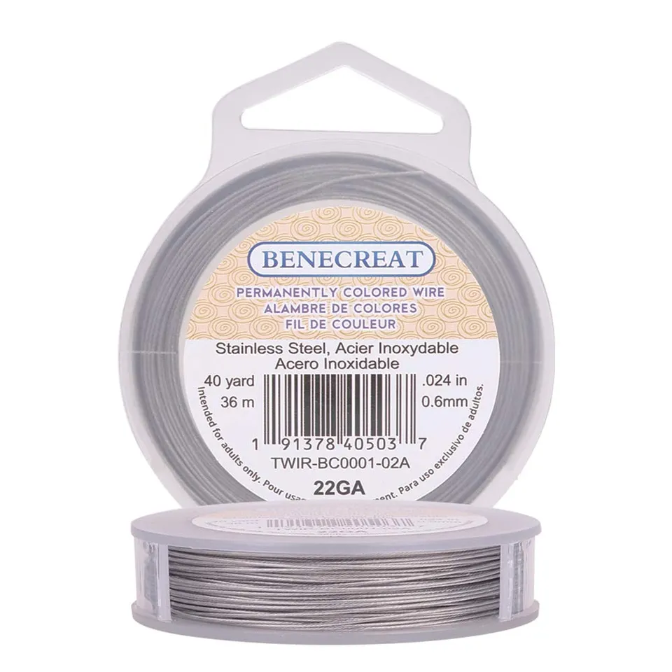 BENECREAT Fil Queue de Tigre Gris Clair 0,6mm 36m 7 Brins
