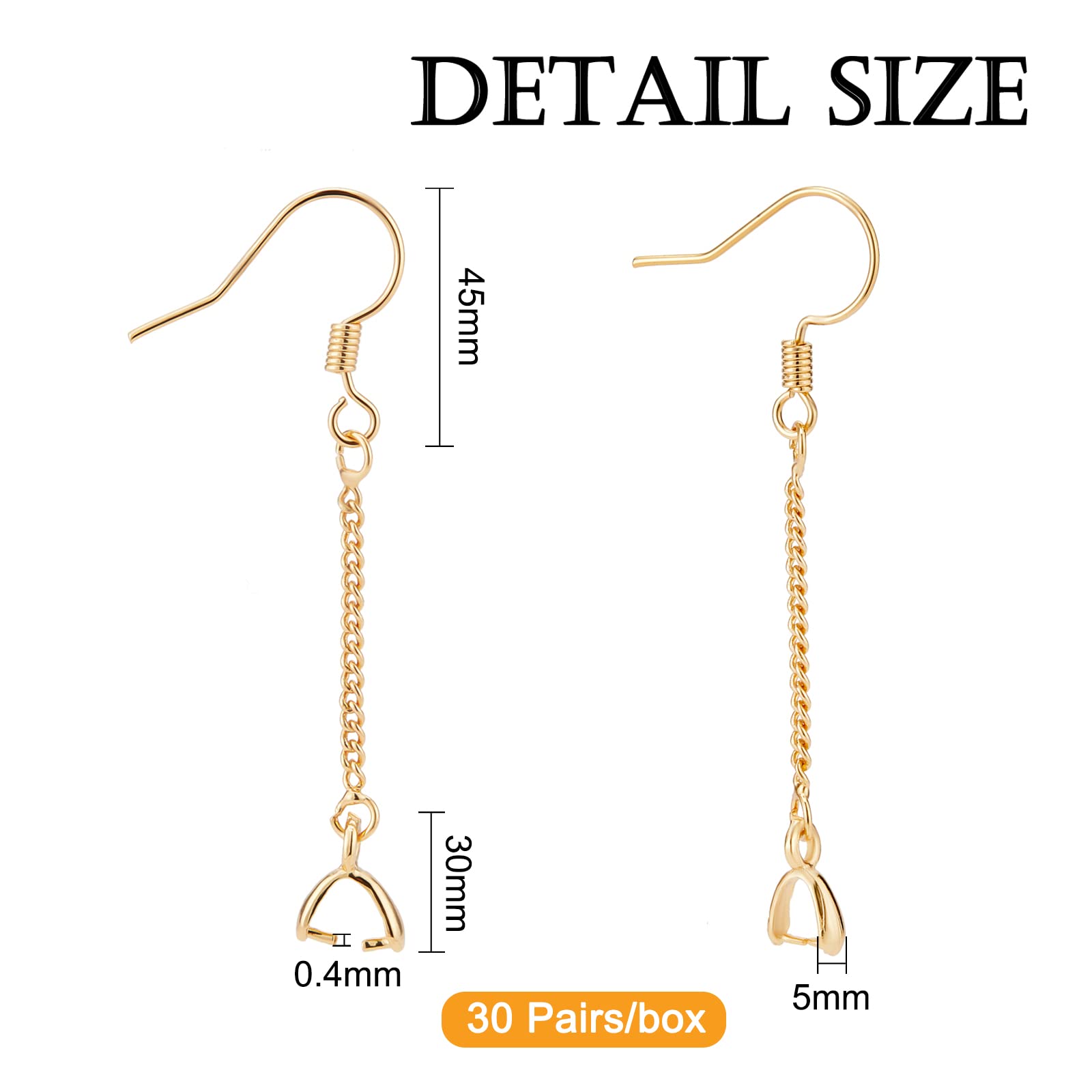 BENECREAT Crochet Boucle Oreille Laiton Doré 30 Paires