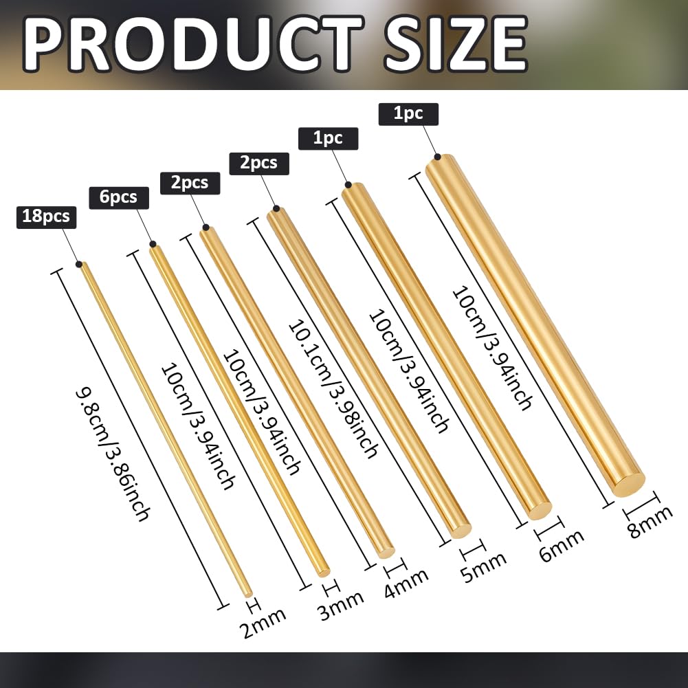 BENECREAT tige laiton brute ronde 30 pcs 100 mm