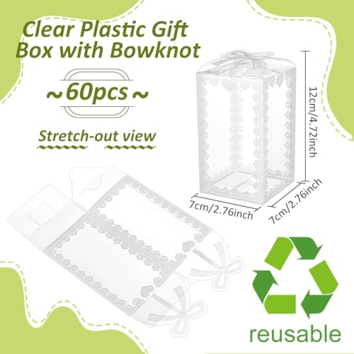BENECREAT Boîtes Cadeaux Transparentes PVC 60pcs Nœud