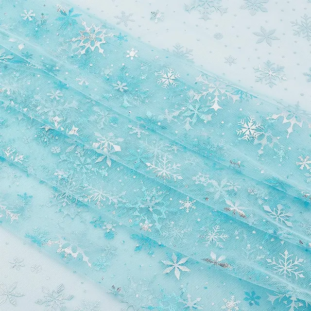 BENECREAT tulle flocon neige bleu ciel 3x1,5 m