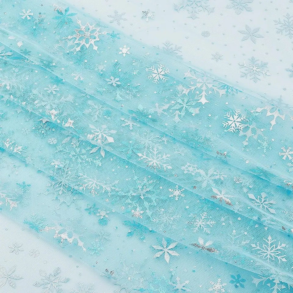 BENECREAT tulle flocon neige bleu ciel 3x1,5 m
