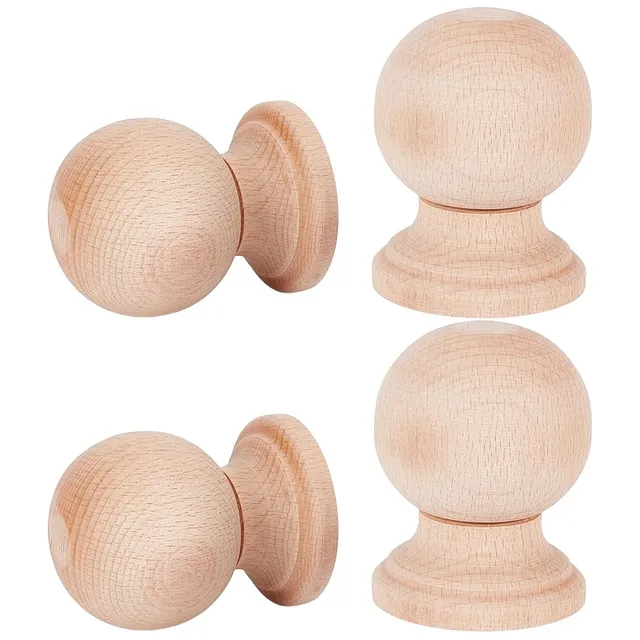 BENECREAT Pommeau bois hêtre brut 78x60mm lot de 4