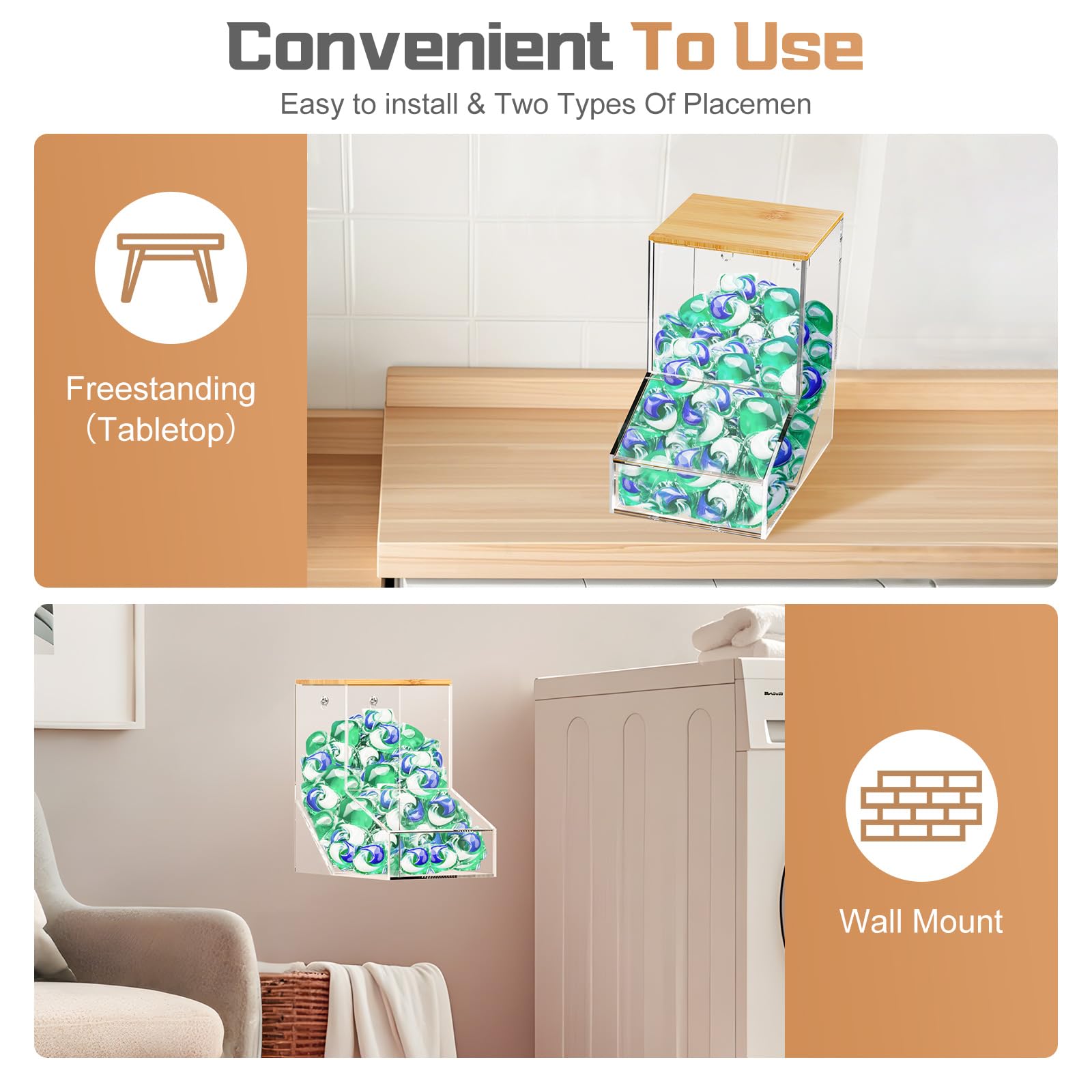 JYPS Boîte Lessive Acrylique Trapèze XL Transparente Couvercle