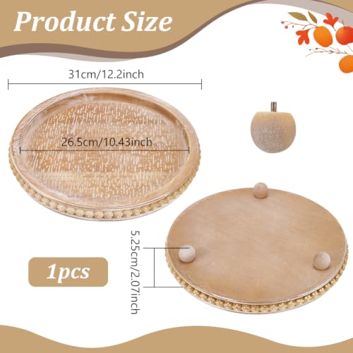 BENECREAT Plateau Bois Rond 31cm Beige Salle de Bain
