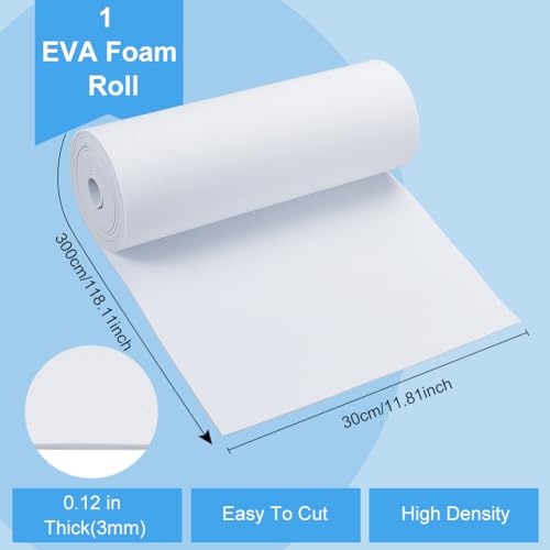 BENECREAT Rouleau Mousse EVA Blanche 3m 30cm 3mm Lisse