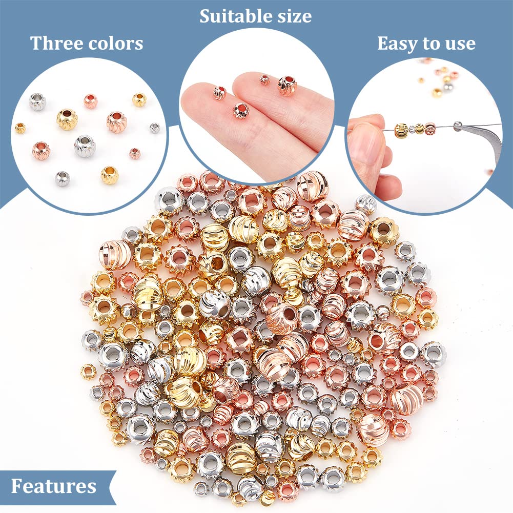 Benecreat perles rondes plaqué or 18K 192 pcs 4 tailles