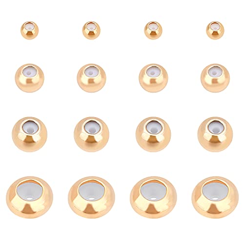 BENECREAT Perles stoppeur plaqué or 18K 40 pcs 4 tailles
