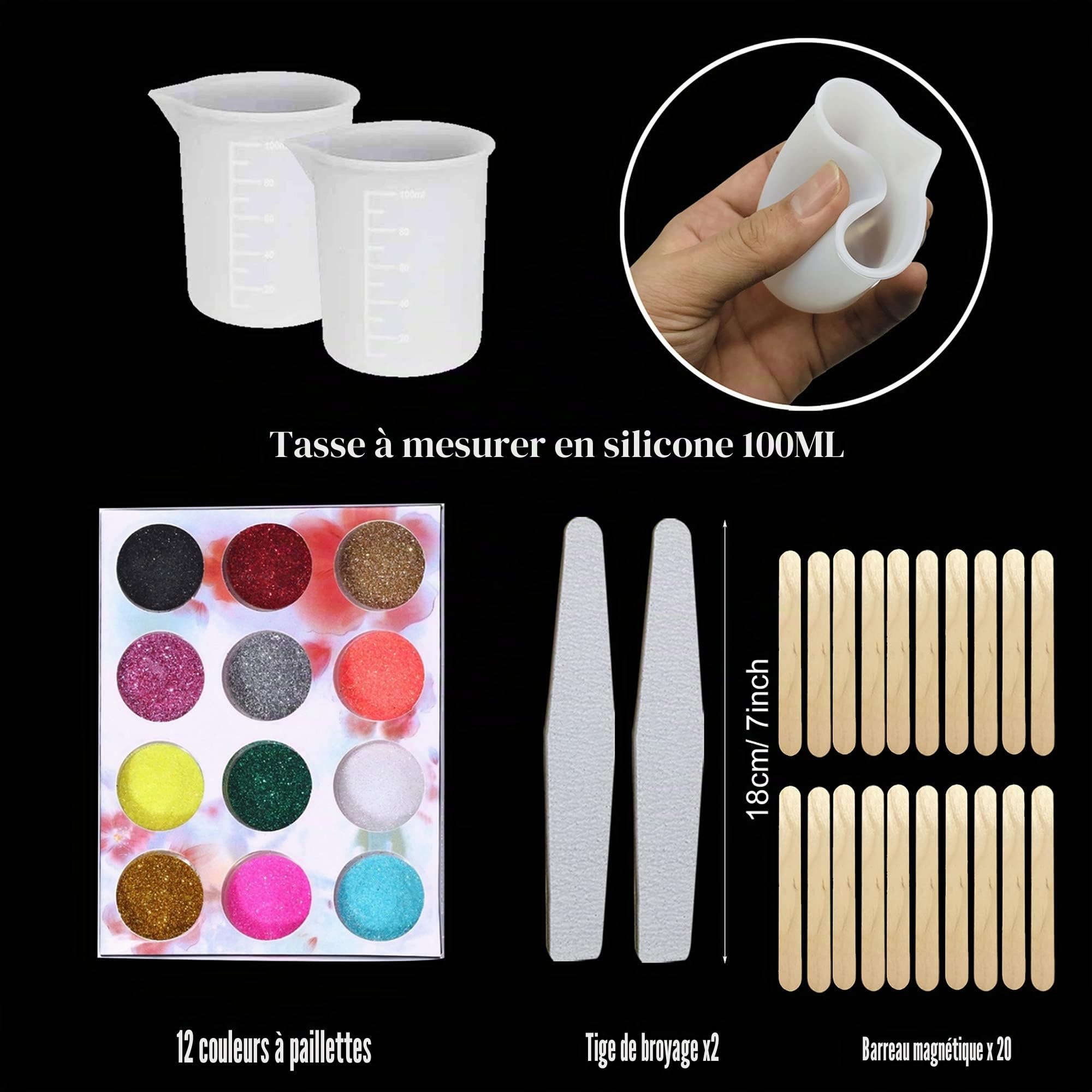 Cayway Style 7 moule silicone pot fleur kit 30 pièces paillettes