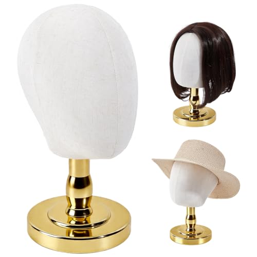 BENECREAT Support perruque doré tête mannequin 32cm