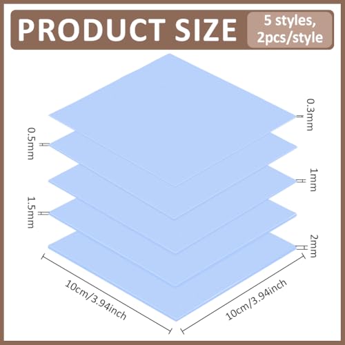 BENECREAT Pads Thermiques Silicone 10 Pcs 100x100mm 5 épaisseurs