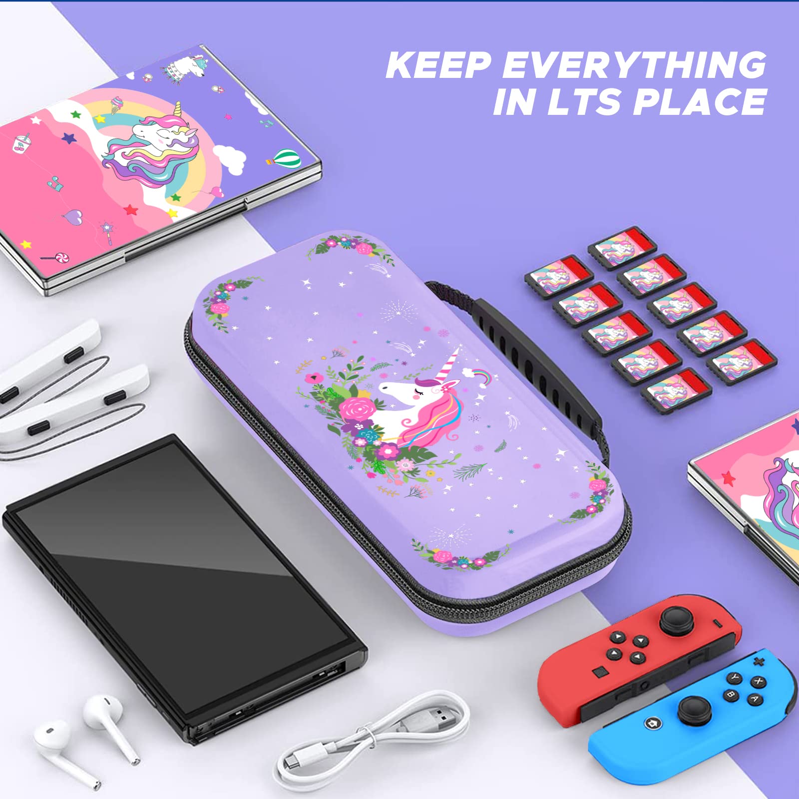JYPS Licorne Violette Housse Switch Rigide + Coque