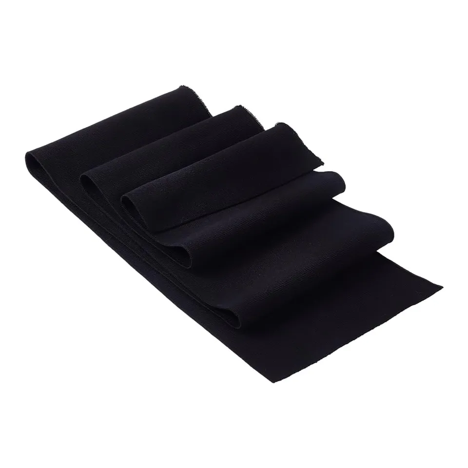 BENECREAT tissu côtelé élastique noir 100x15 cm bord-côte