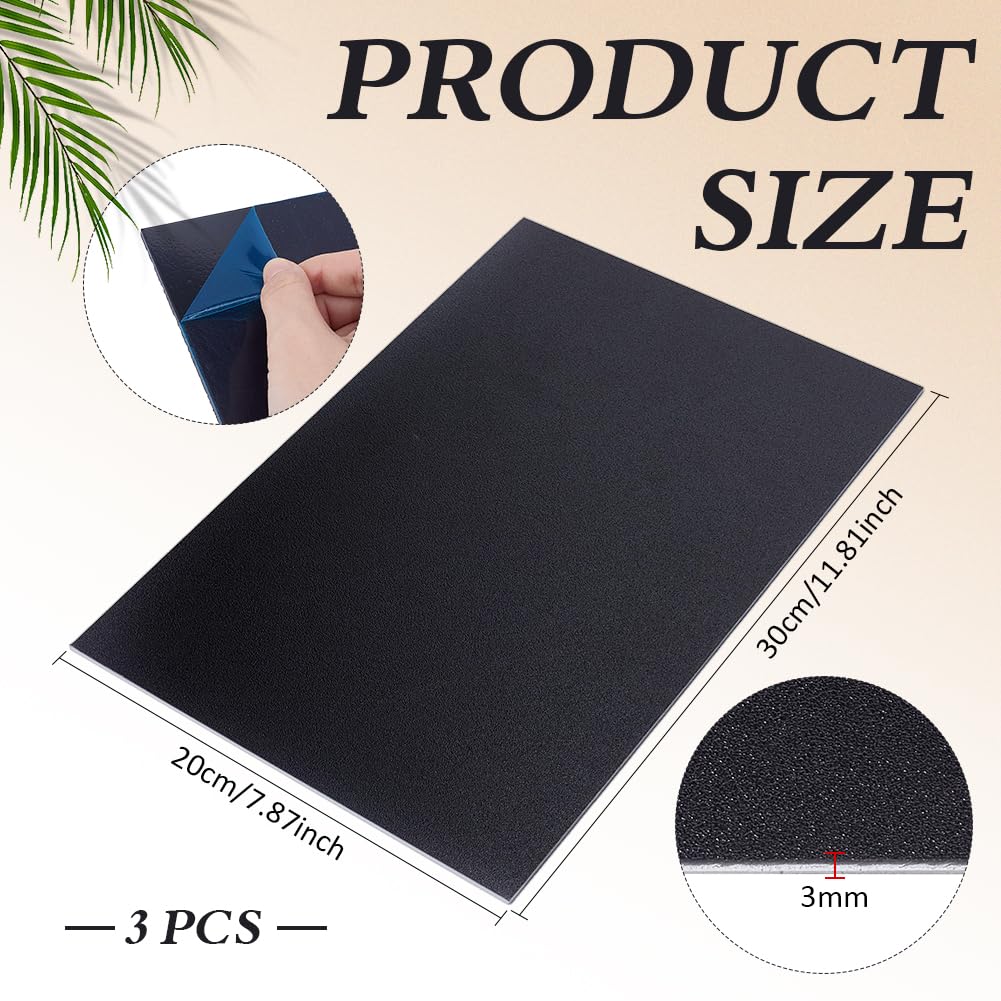 BENECREAT ABS feuilles plastique noires 30x20cm 3mm lot 3