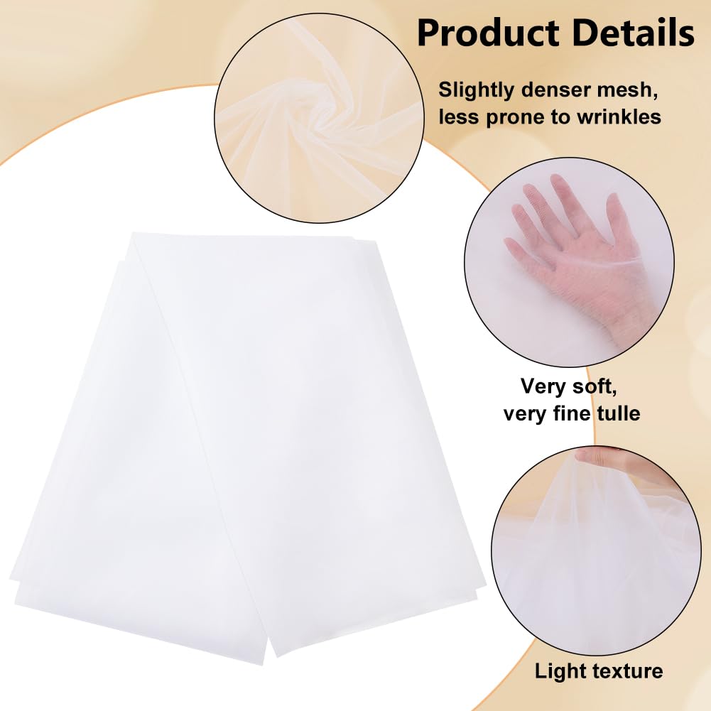 BENECREAT Tissu maille nylon blanc 4,5 m voile mariée