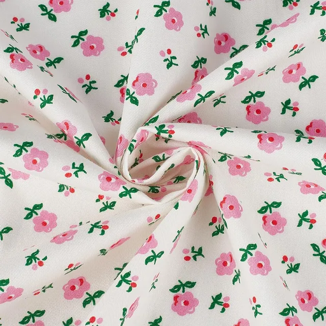 BENECREAT tissu coton fleuri rose rétro 1 x 1,62 m