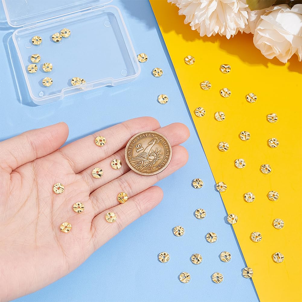 BENECREAT Perles Espacement Plaqué Or 18K 6mm 50 Pcs Disque