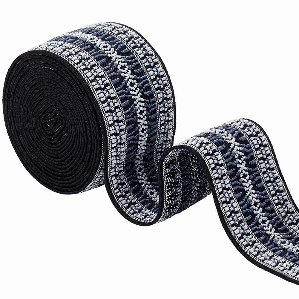 BENECREAT Bande Élastique Jacquard Noir 50mm 2,3m Tissé